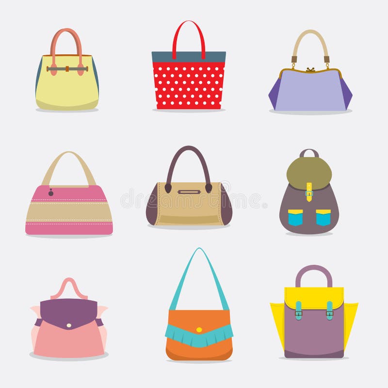 Women bags types stock vector. Illustration of clutch 66078234