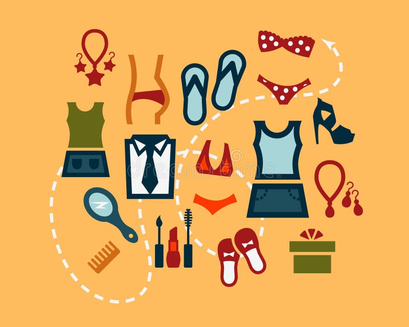 Flat fashion clothes icons stock vector. Illustration of lifestyle