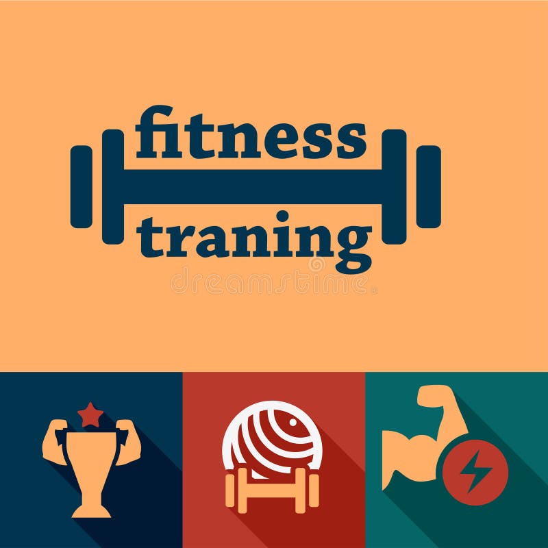 Flat fitness and health emblems vector illustration