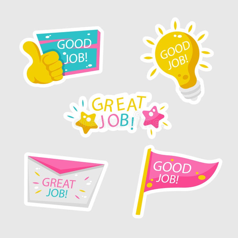 Great job stickers pack Royalty Free Vector Image