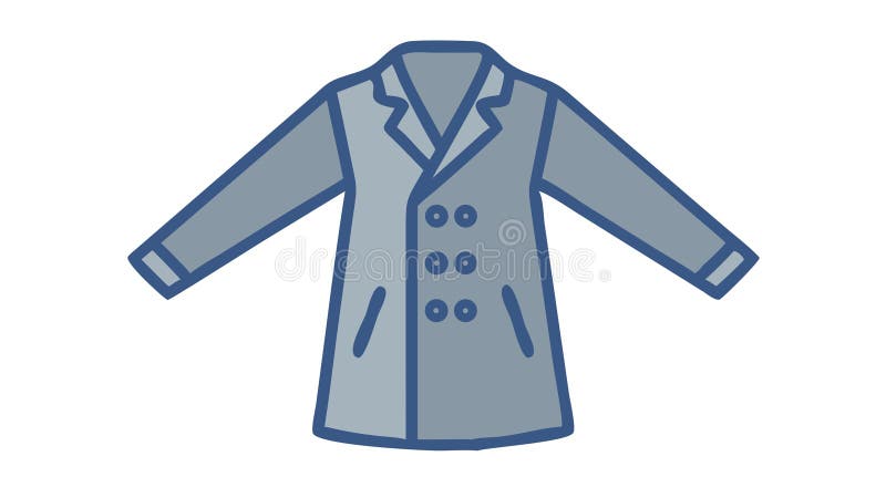 Flat Grey Coat Jacket Icon Vector Clothing Fashion Wector design Generation AI ilustracja wektor