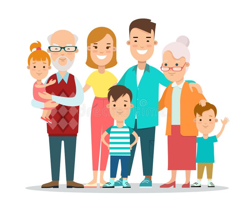 Flat style Happy Family standing portrait vector illustration. royalty free illustration Flat style Happy Family standing portrait vector illustration. royalty free illustration