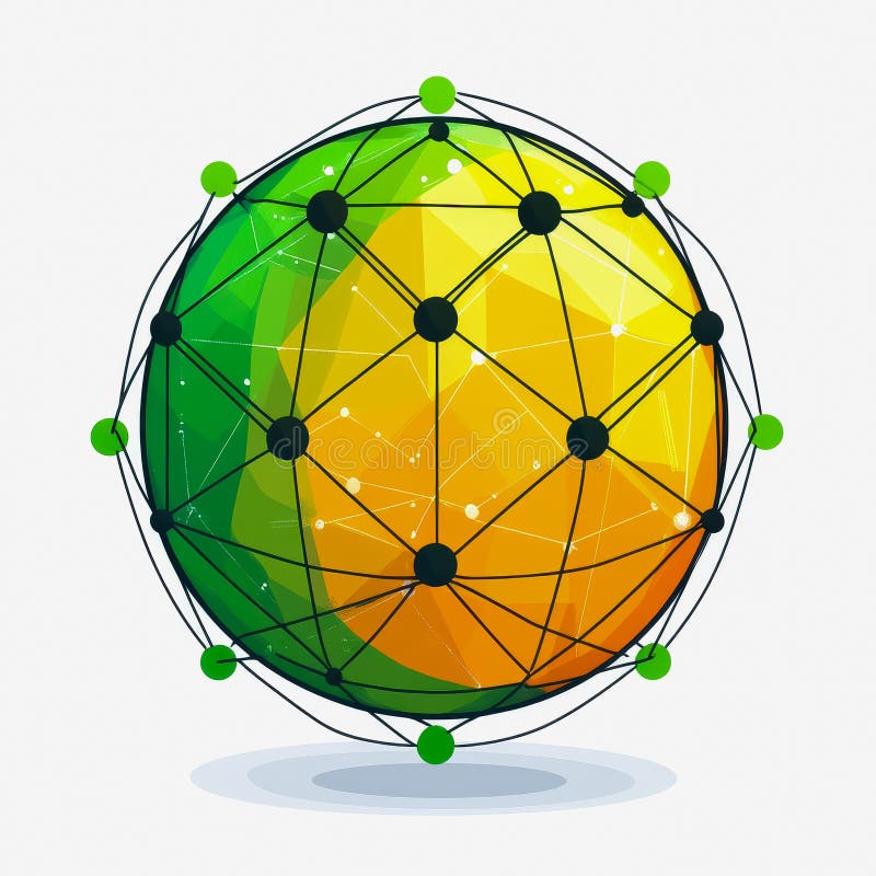 Flat Icon Blockchain Sphere Connected Dots Network Visualization Digital Technology Concept Design royalty free stock photo