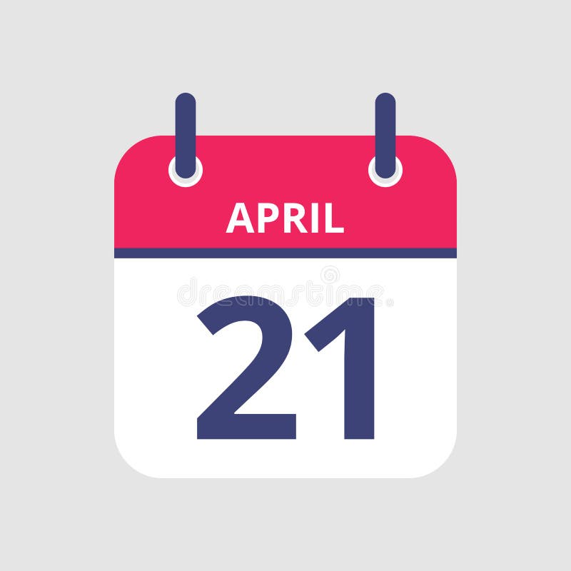 April 21st Date On A Single Day Calendar. Gray Wood Block Calendar
