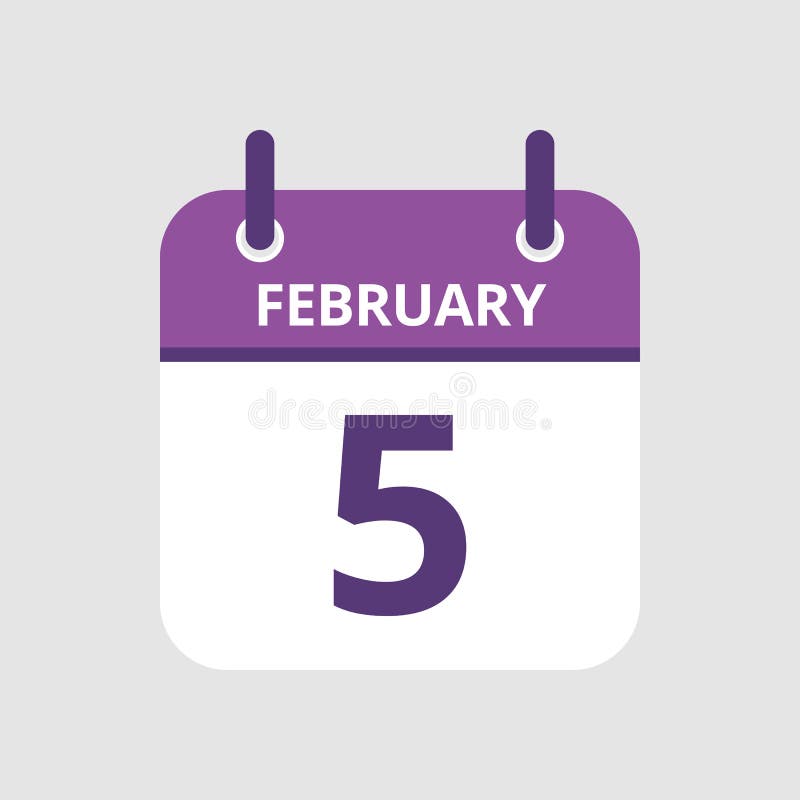 Calendar 5th of February stock vector. Illustration of flat 134675437