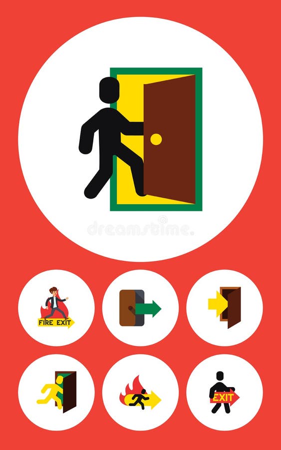 Flat Icon Exit Set Of Exit, Emergency vector illustration