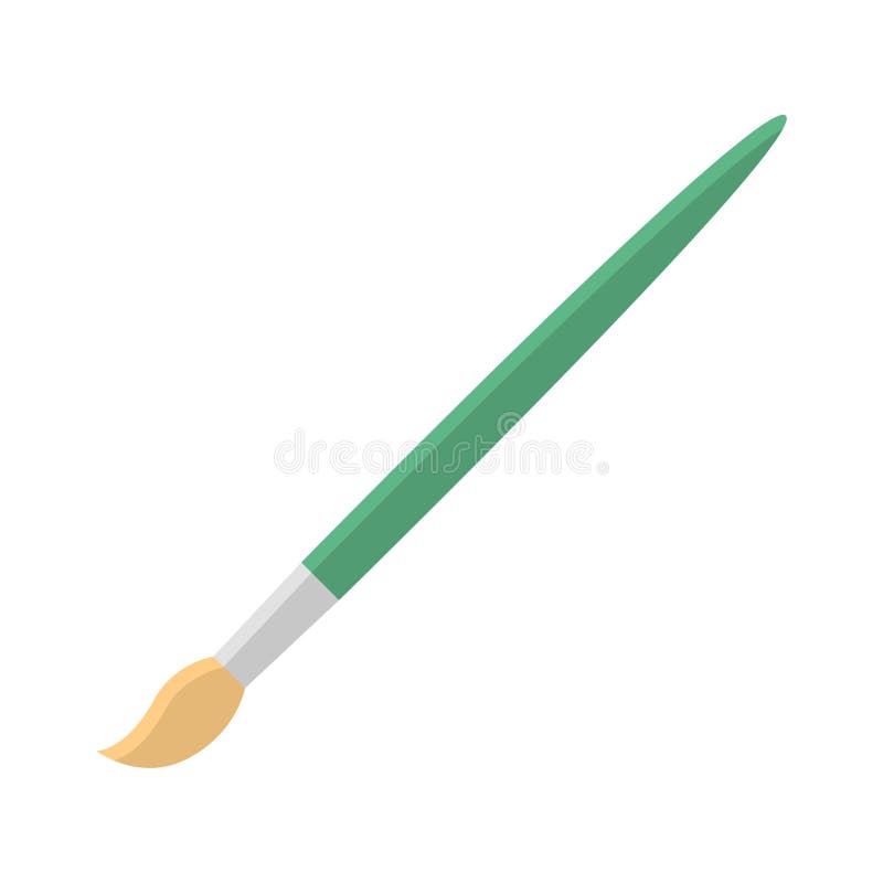 Flat Icon Green Paint Brush Stock Vector - Illustration of paintbrush