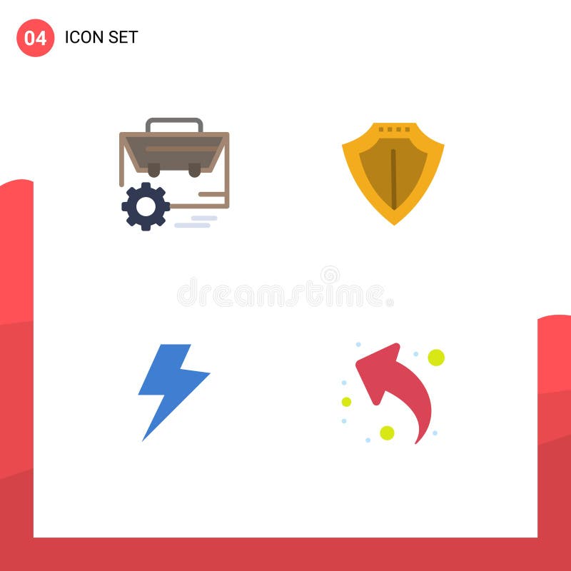 Flat Icon Pack of 4 Universal Symbols of bag, power, engineer, protection, electric royalty free illustration