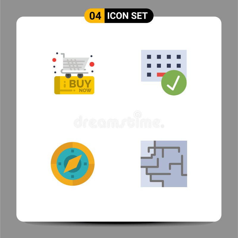 4 User Interface Flat Icon Pack of modern Signs and Symbols of black friday, navigation, shopping, devices, compass royalty free illustration
