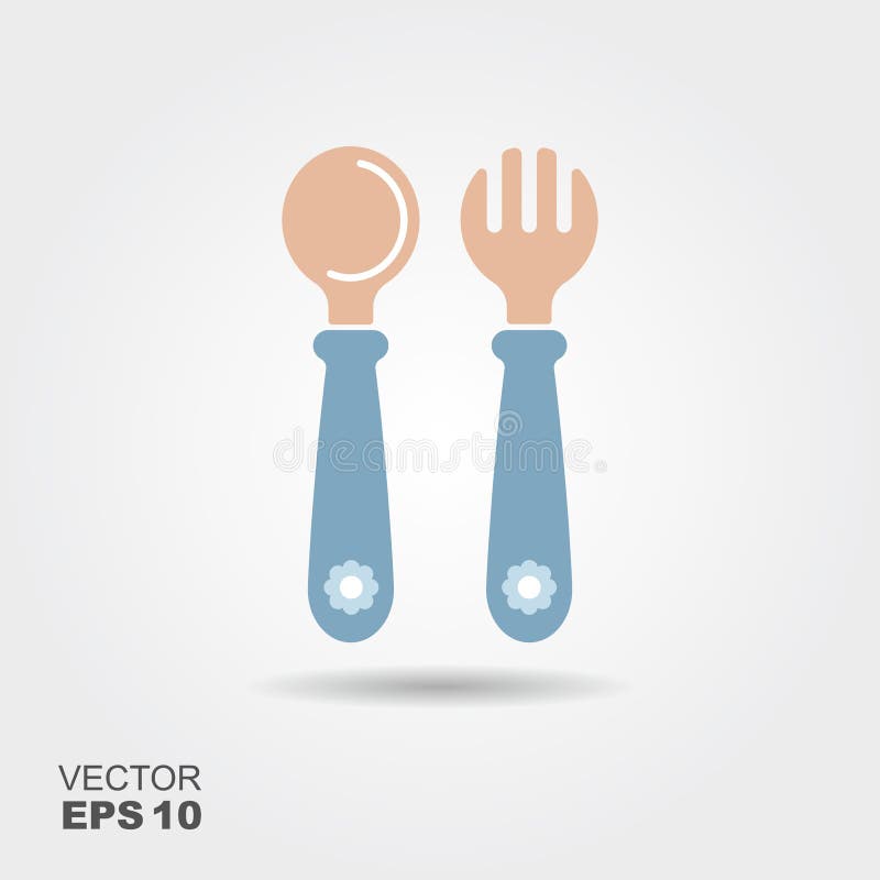 Fork and spoon for babies stock vector. Illustration of home 106144338