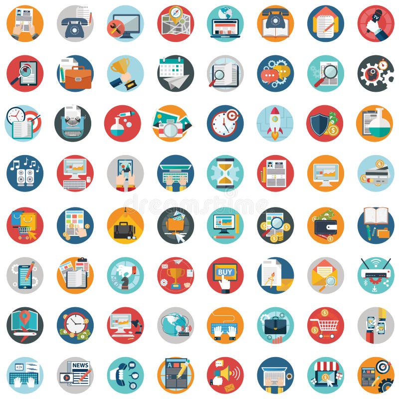 Flat icons design modern vector illustration big set of various financial service items, web and technology development, business royalty free stock photos