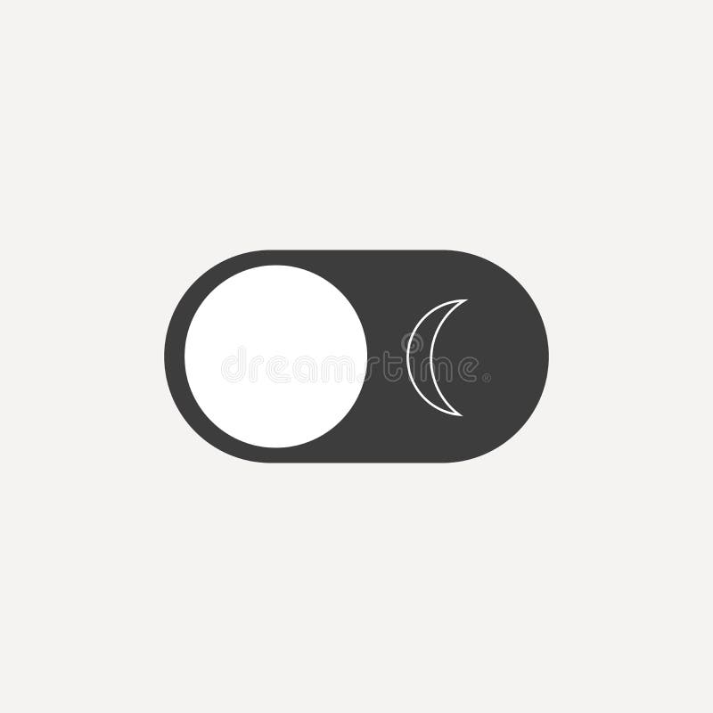 Flat illustration concept of user Interface element - On Off switcher, Day and Night, Sun and Moon. Isolated vector for stock illustration Flat illustration concept of user Interface element - On Off switcher, Day and Night, Sun and Moon. Isolated vector for stock illustration