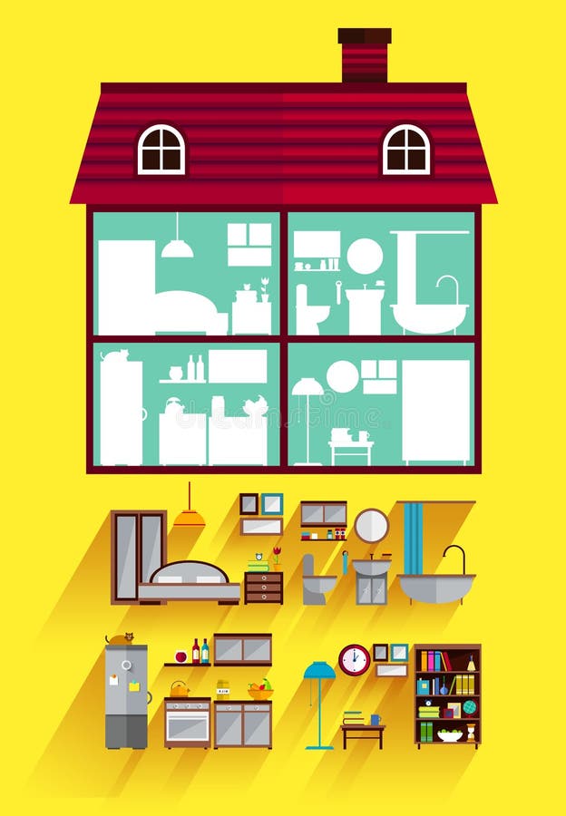 Different rooms in the house Royalty Free Vector Image