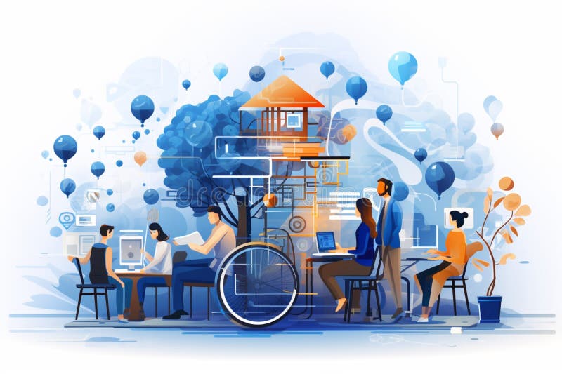 Flat illustration of social media analysis, data recovery, and marketing concepts stock illustration