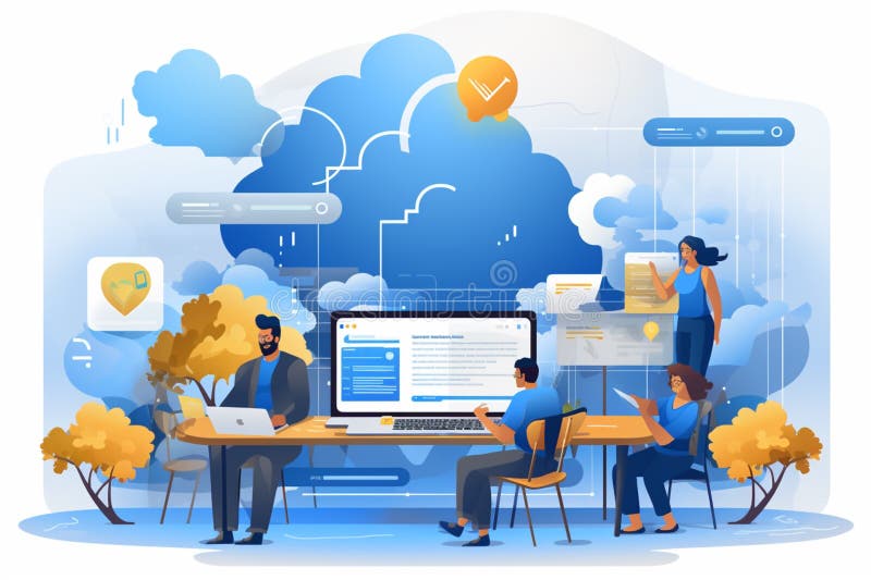 Flat illustration of social media analysis, data recovery, and marketing concepts stock illustration