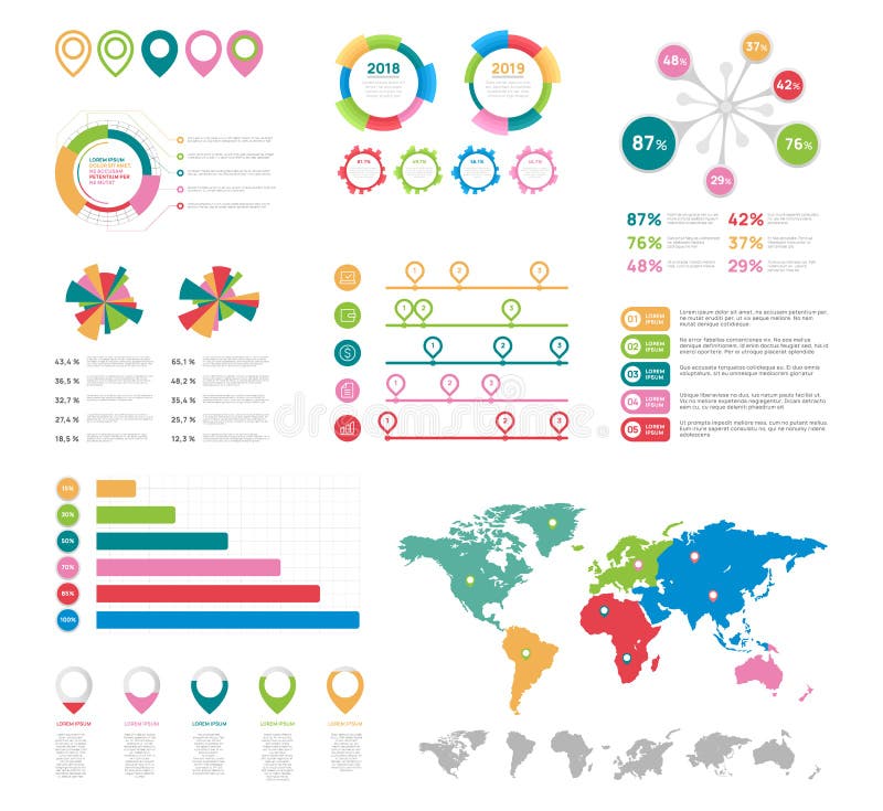 Flat infographic elements. Presentation chart elements vector set royalty free illustration Flat infographic elements. Presentation chart elements vector set royalty free illustration