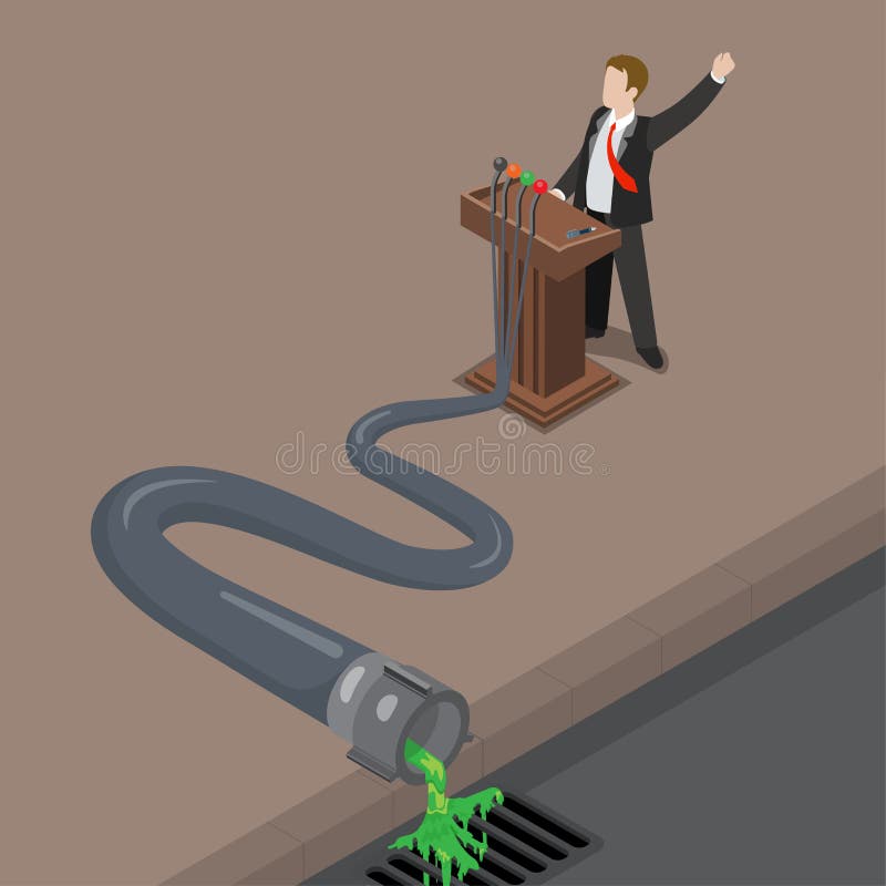 Flat isometric 3d Dirty Politics man liquid pipe s stock illustration Flat isometric 3d Dirty Politics man liquid pipe s stock illustration