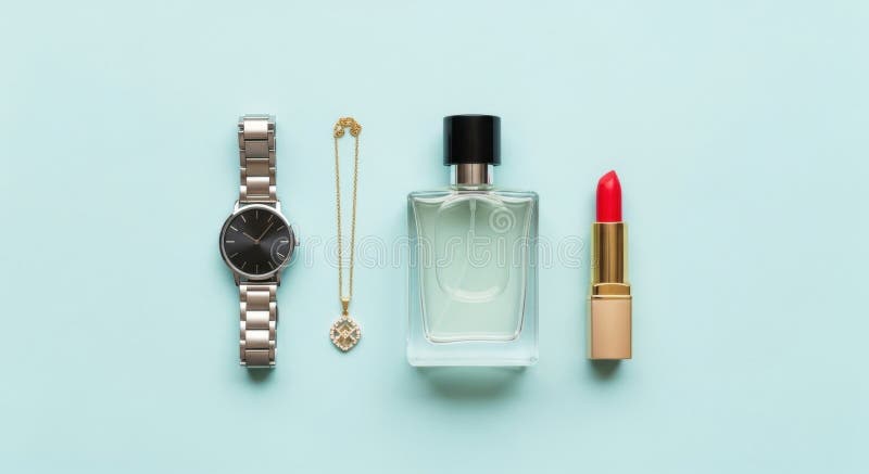 Κομψά Γυναικεία Αξεσουάρ Flat Lay ελεύθερη απεικόνιση δικαιώματος