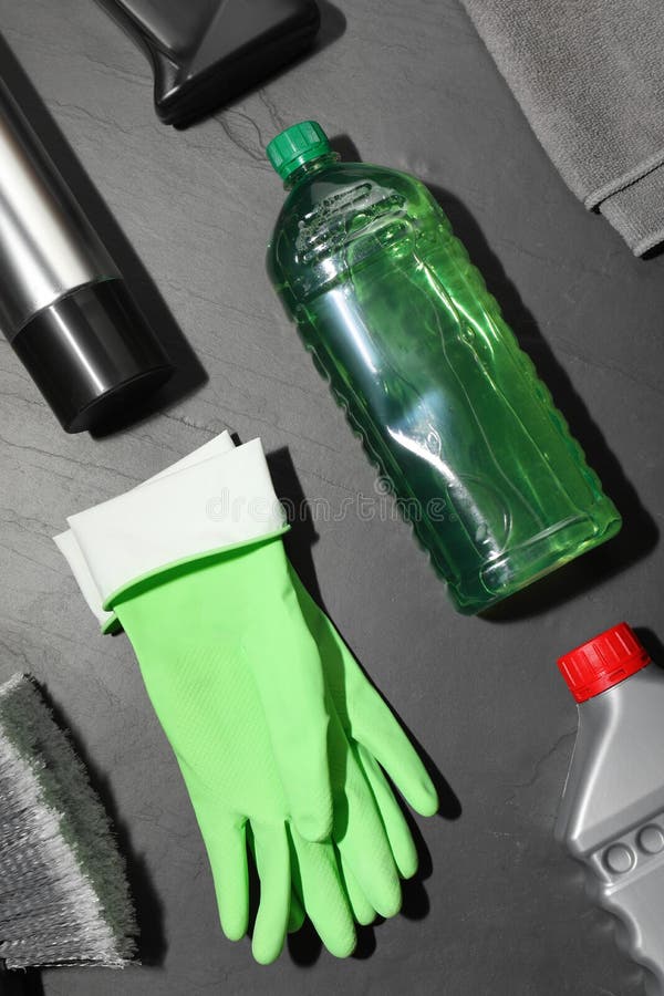 Flat Lay Composition with Car Cleaning Products on Grey Table Stock Image Image of equipment