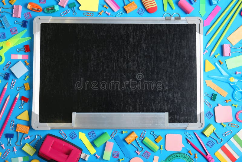 Flat Lay Composition with Different School Stationery and Small