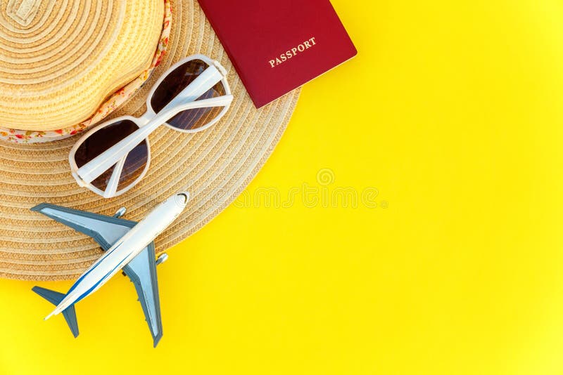 Concept of Traveling on Yellow Background Stock Image - Image of plane ...