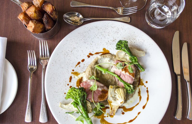 Lamb Dish with Stem Broccoli Stock Photo Image of dinner, food 136085676