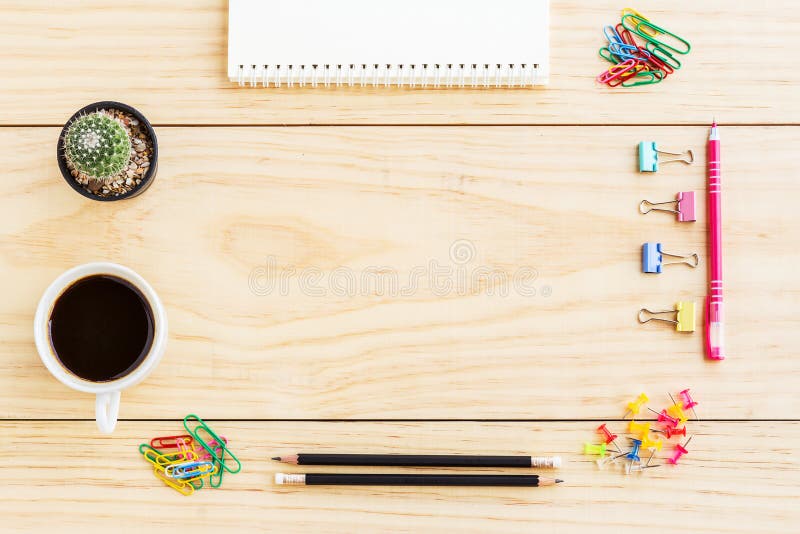 Flat lay office desk