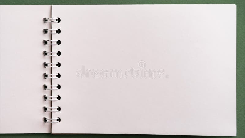 Flat Lay of Open Blank Empty Spiral Sketchbook Notebook Notepad