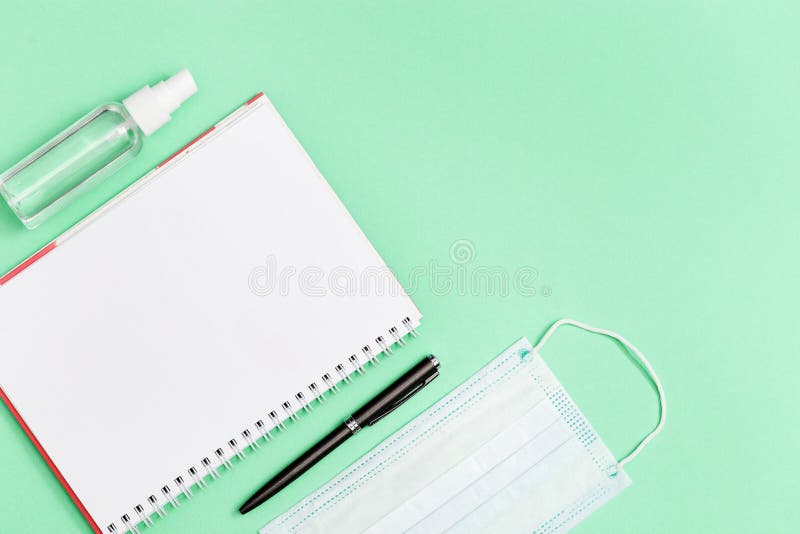 Flat lay with personal protective equipments personal protective equipments for students or workers royalty free stock photo