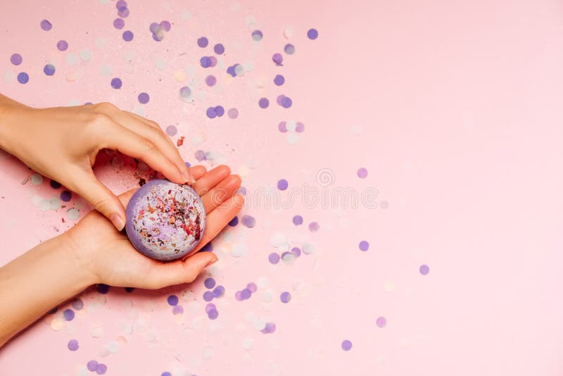 Download Flat Lay Photo With Bath Bomb In Hands Of Girl Stock Photo Image Of Colorful Composition 172924350