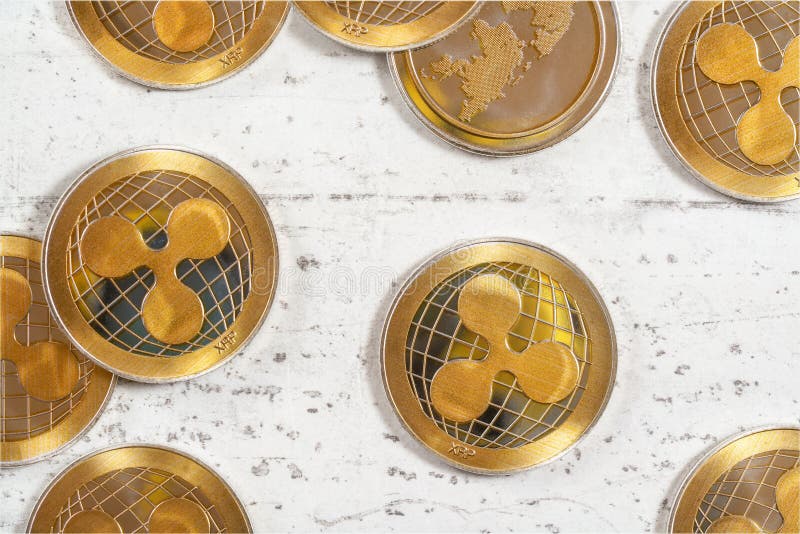 Golden Ripple XRP Coin Isolated On Black Background Stock Photo - Image