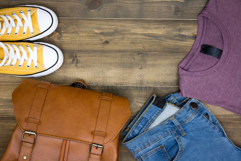 Flat Lay Photography of Men Casual Outfits Stock Image - Image of ...