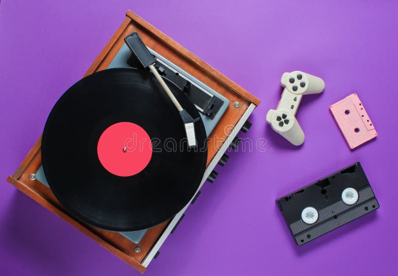 Flat lay retro items on a pink background royalty free stock image Flat lay retro items on a pink background royalty free stock image