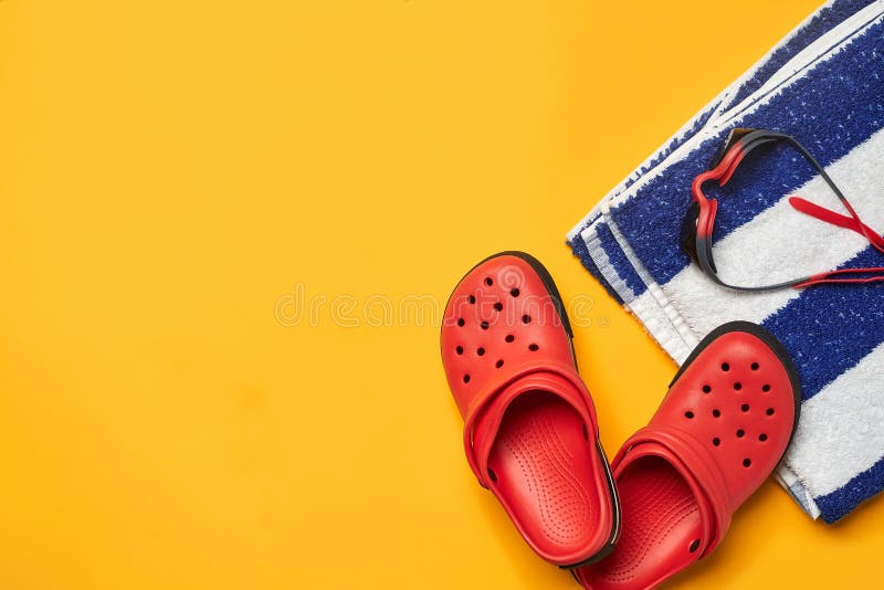 red and yellow crocs