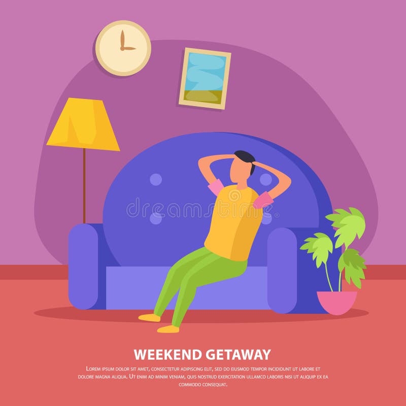 Flat Lazy Weekends People Composition stock illustration Flat Lazy Weekends People Composition stock illustration