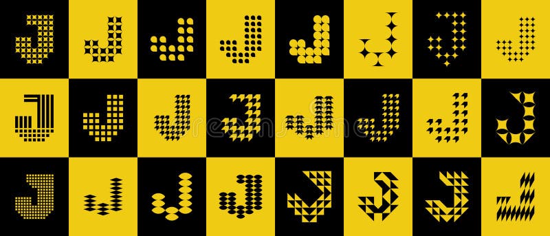 Flat line abstract initial J letter logo set stock illustration