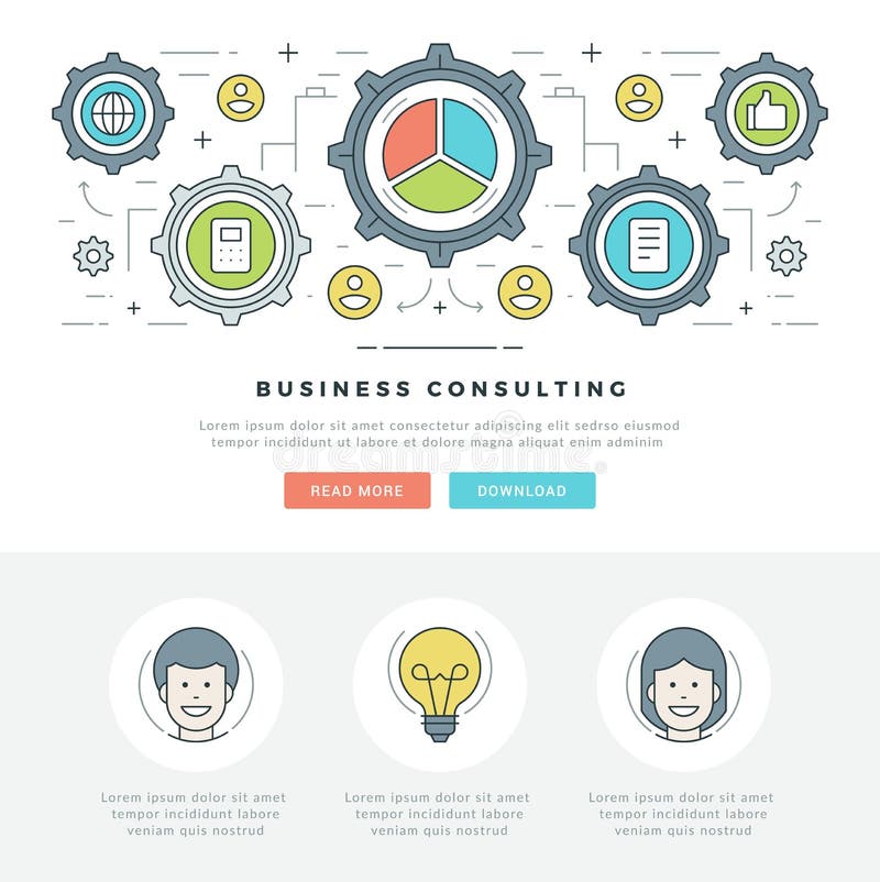 Flat line Business Concept Web Site Header Vector illustration. Modern thin linear stroke vector icons. royalty free illustration Flat line Business Concept Web Site Header Vector illustration. Modern thin linear stroke vector icons. royalty free illustration
