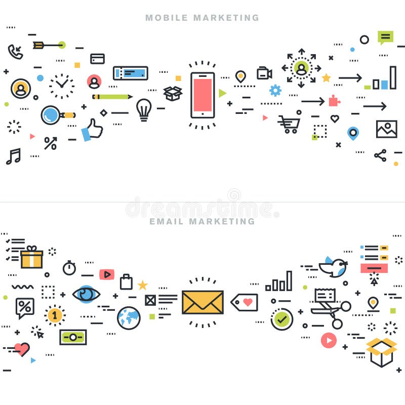 Flat line design concepts for corporate marketing royalty free illustration Flat line design concepts for corporate marketing royalty free illustration