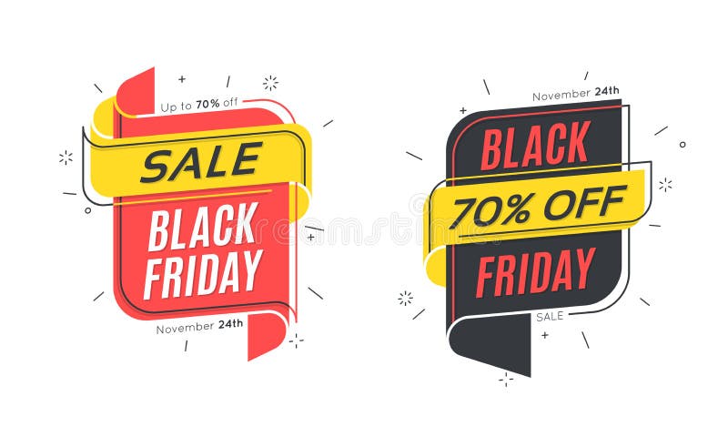 Flat linear bubble Black Friday. Sale banners stock illustration