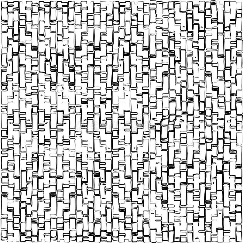 Flat marker edges generated monochrome pattern, outlined in black stock illustration