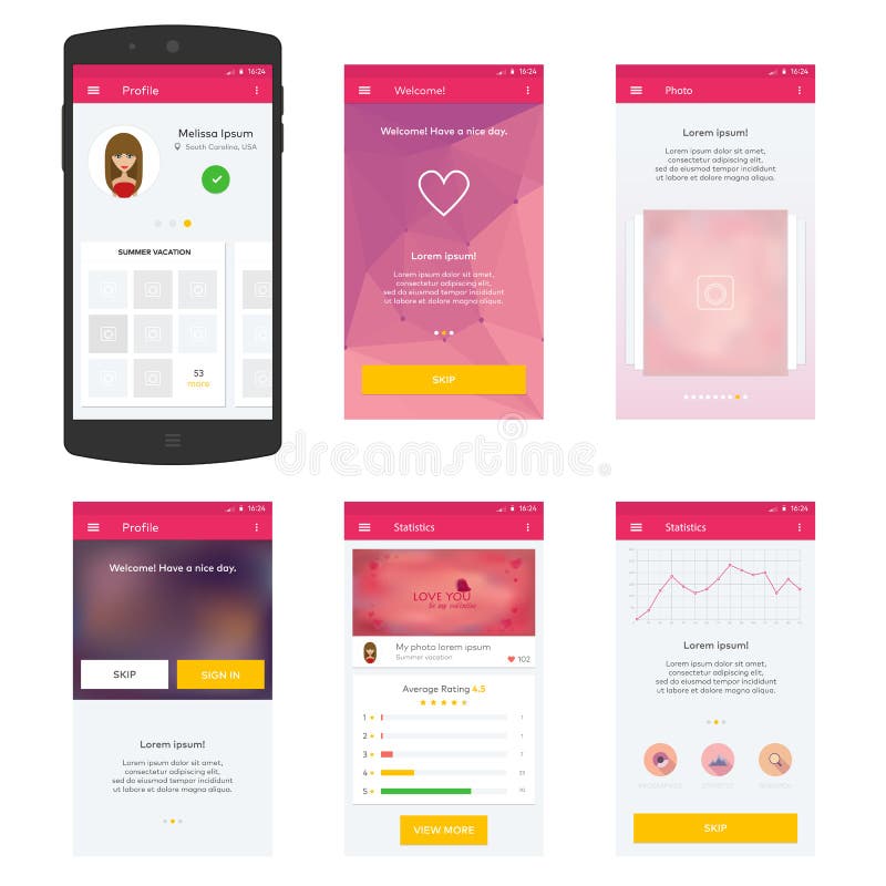 Flat Mobile Web UI Concept for mobile vector illustration