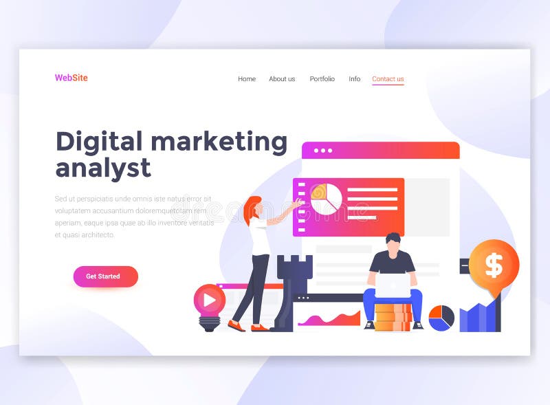 Flat Modern design of wesite template - Digital Marketing analyst stock illustration