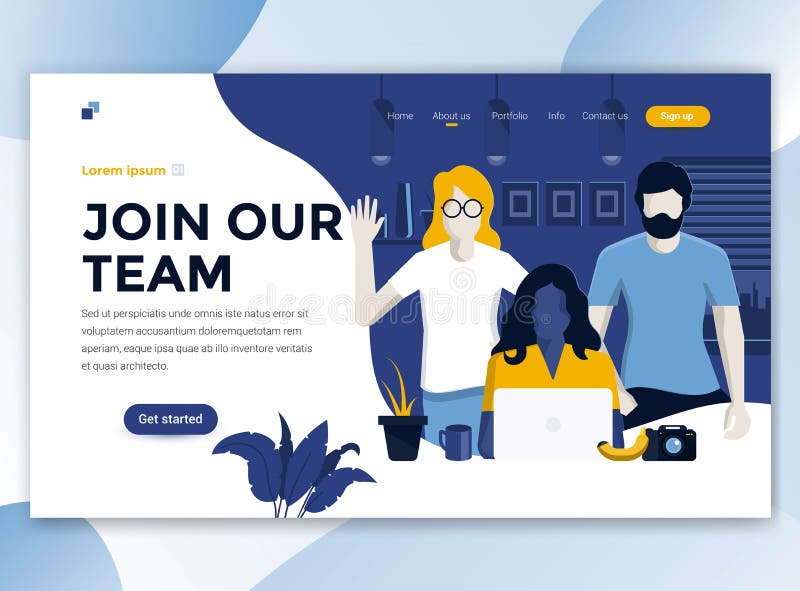 Flat Modern design of wesite template - Join our team. Landing page template of Join our team. Modern flat design concept of web page design for website and mobile website. Easy to edit and customize. Vector illustration
