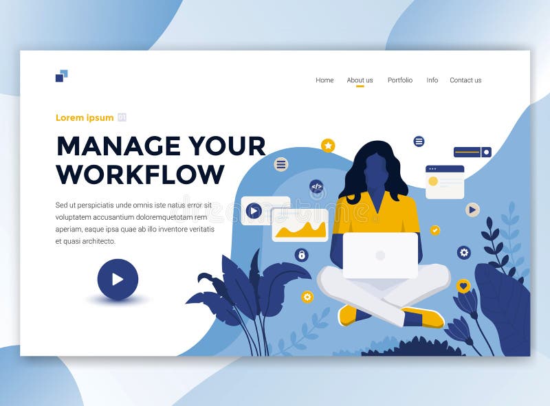 Flat Modern design of wesite template - Manage your workflow stock illustration