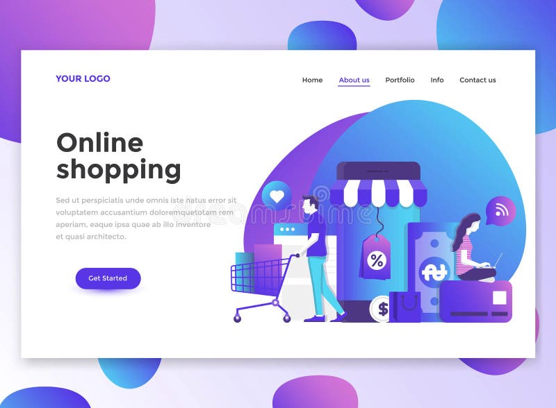 Flat Modern design of wesite template -Online Shopping vector illustration