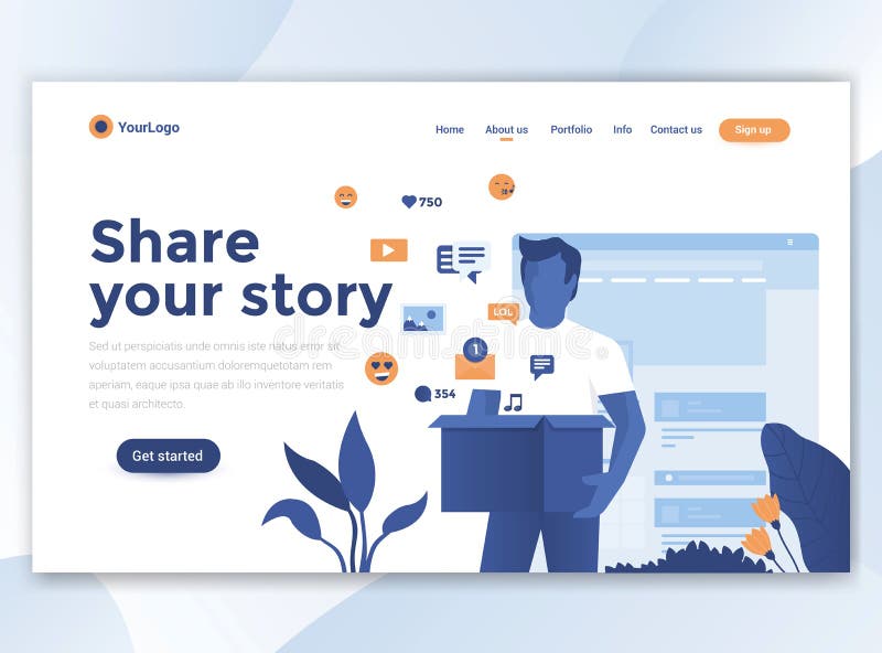 Flat Modern design of wesite template - Share your story royalty free illustration