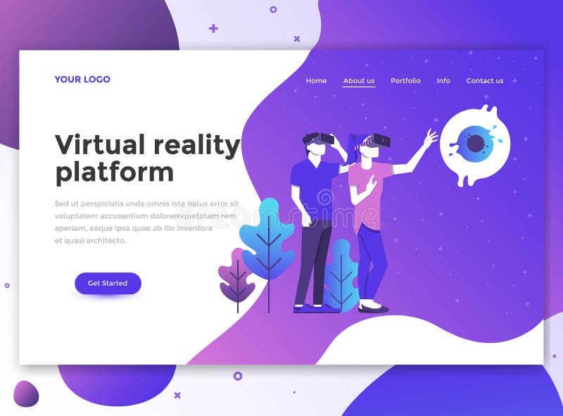 Flat Modern design of wesite template - Virtual reality platform royalty free illustration