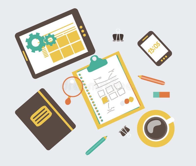 Flat modern illustration, web design development w vector illustration