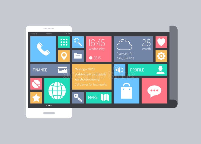Flat modern mobile user interface concept royalty free illustration