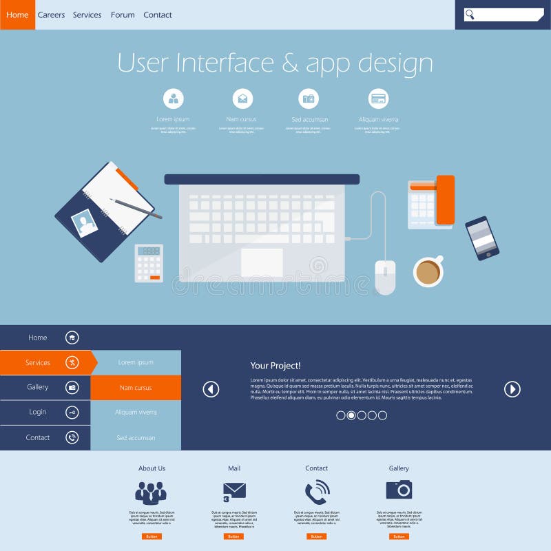 Flat modern web design elements stock illustration